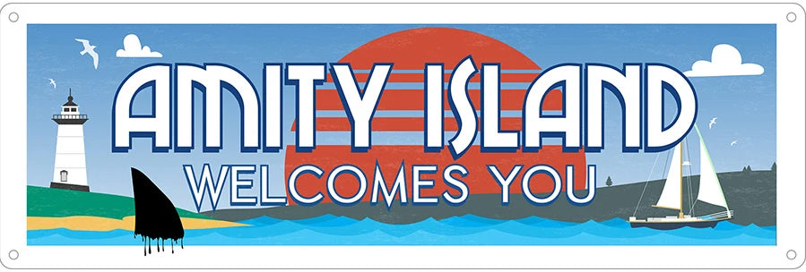 Jaws Amity Island Slim Metal Sign