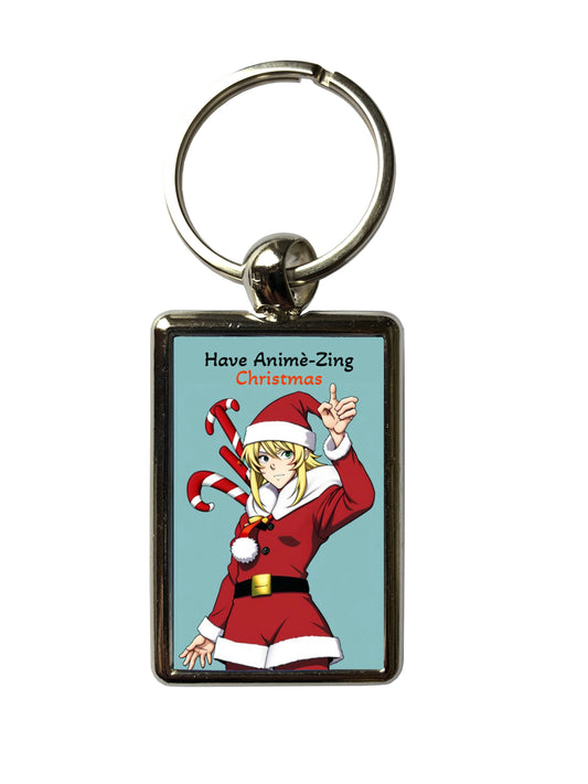 Animè Boy Christmas Metal Keyring – Perfect Holiday Gift