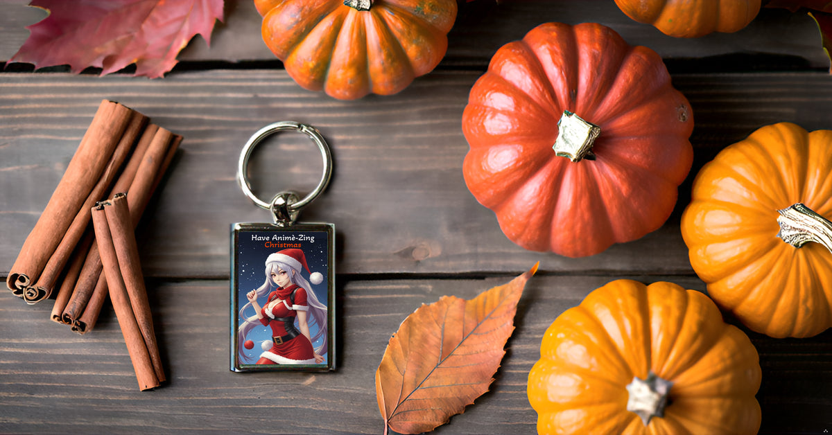 Animè Girl Christmas Metal Keyring – Perfect Holiday Gift