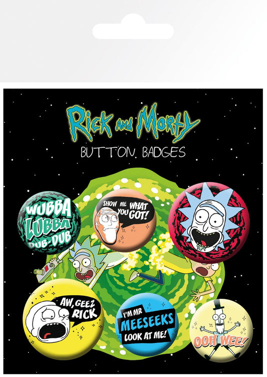 Rick and Morty Set of 6 Pin Badges