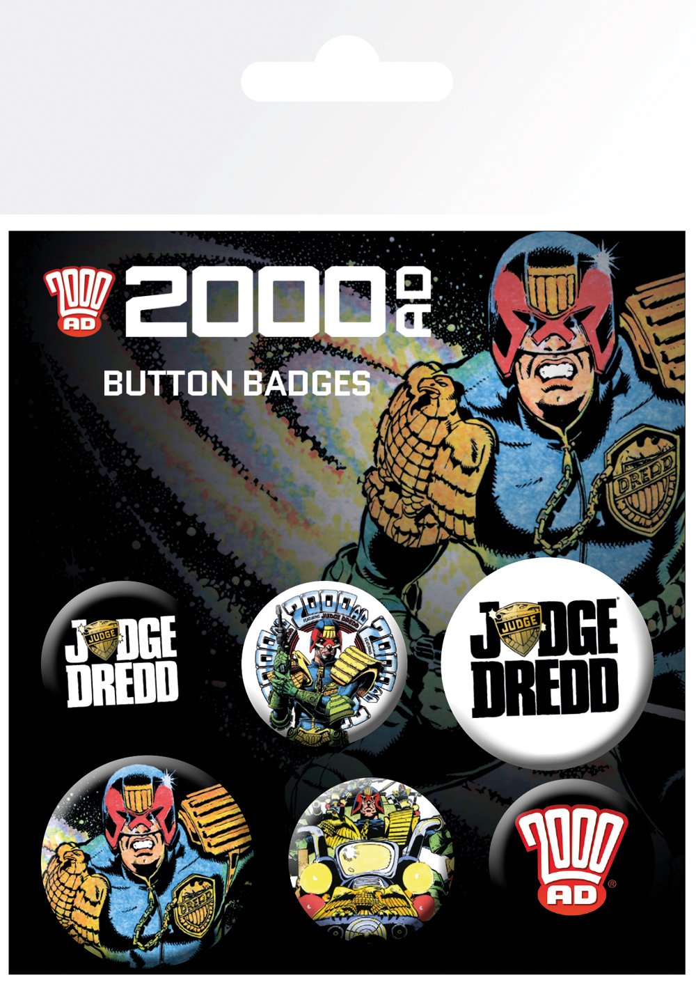 2000 AD Judge Dredd set of 6 Pin Badges