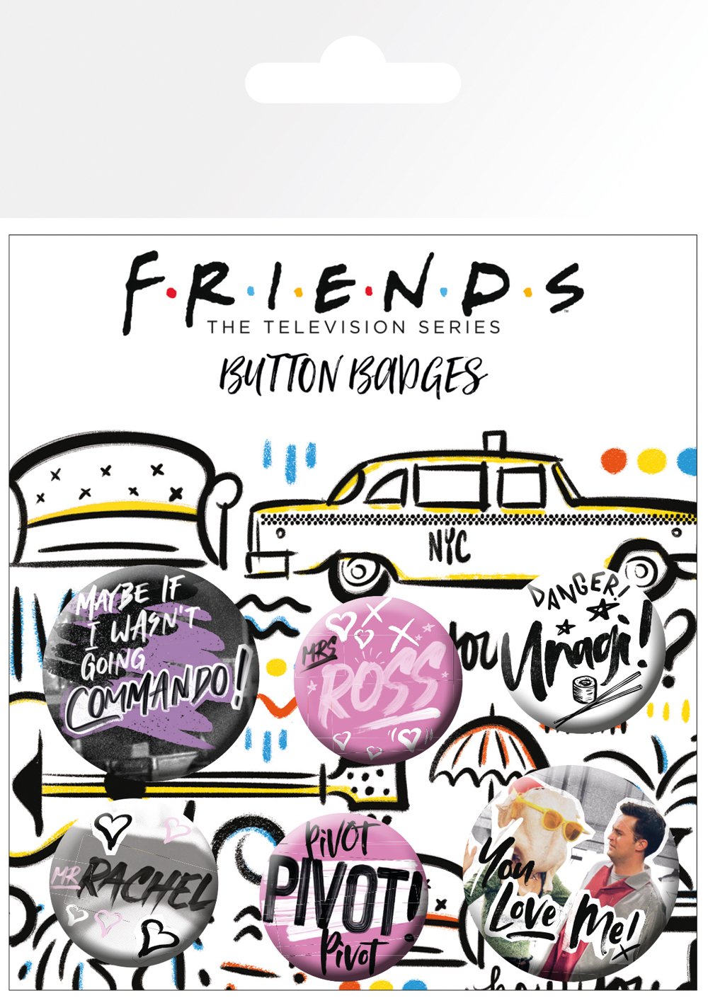 Lot de 6 badges à épingles Friends