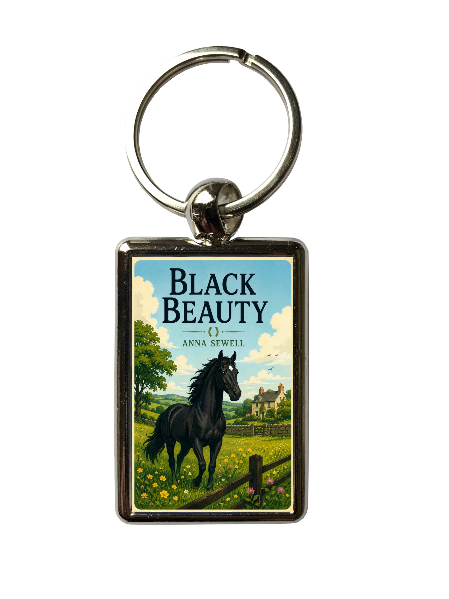 Black Beauty by Anna Sewell book-cover metal keyring