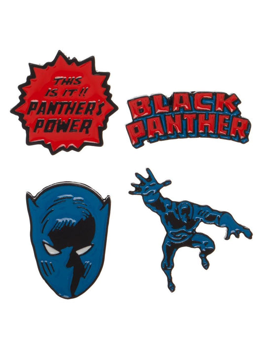 Lot de quatre badges sous licence Marvel Comics Black Panther