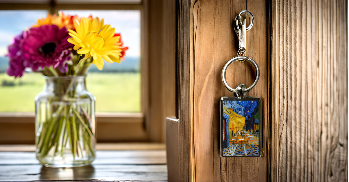 Van Gogh Café Terrace Keyring – Art Lover Metal Keychain