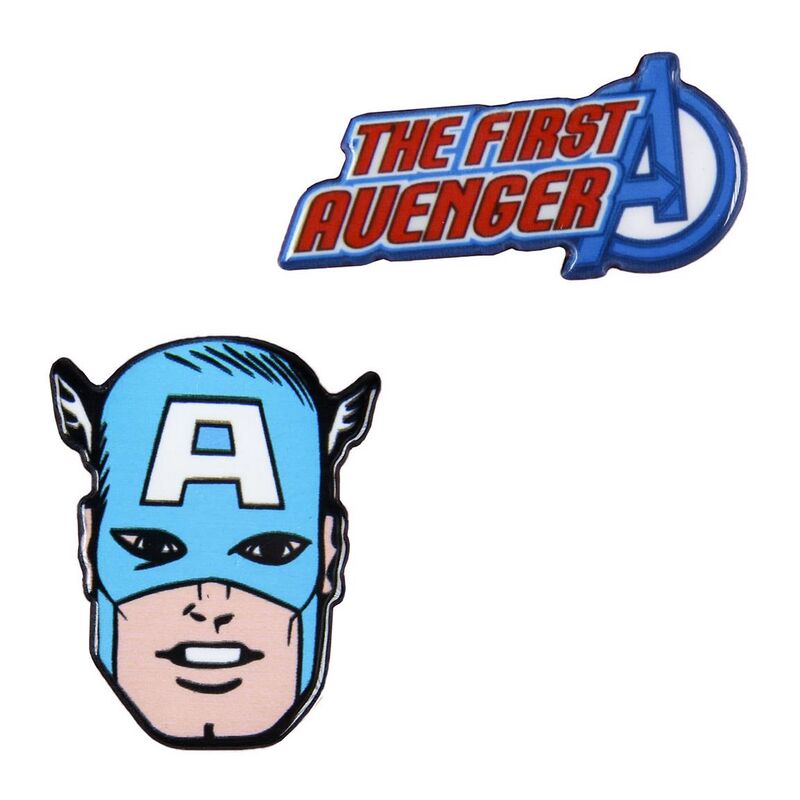 Marvel Captain America Set of 2 Pin Badges New and Licensed