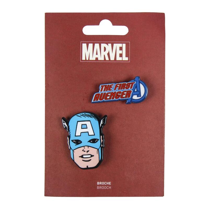 Marvel Captain America Set of 2 Pin Badges New and Licensed