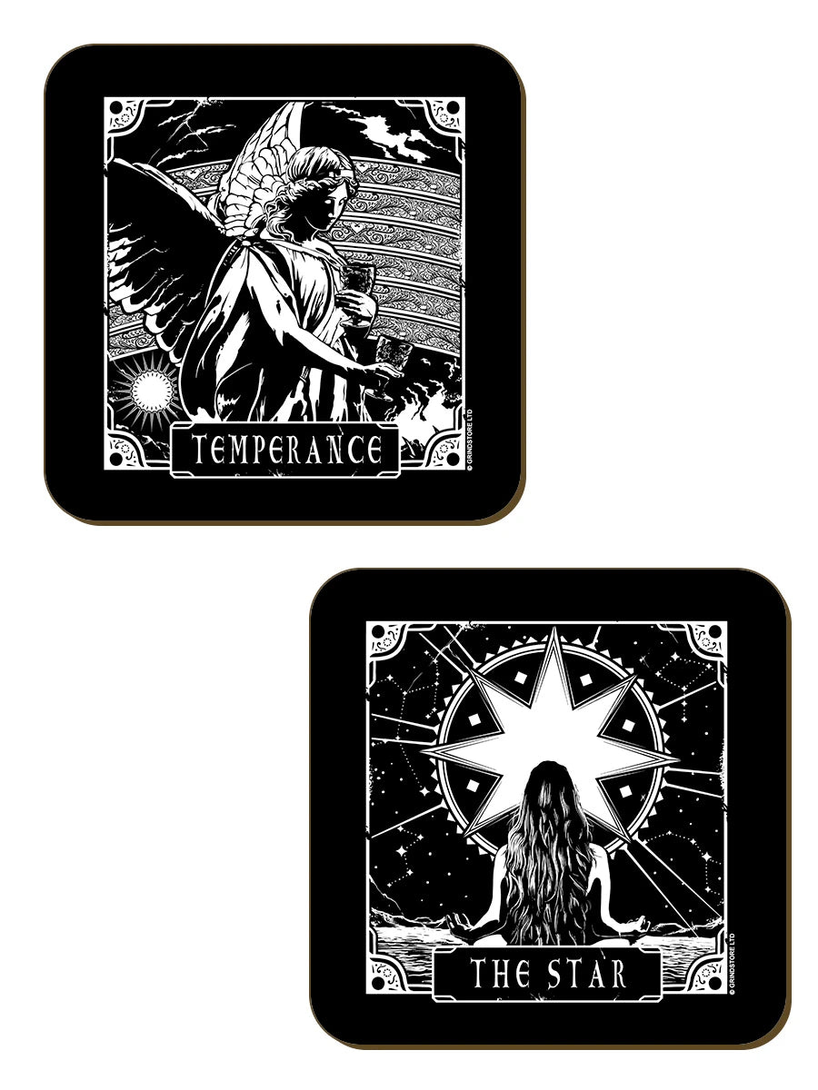 Lot de 4 sous-verres Deadly Tarot La Lune, la Tempérance, l'Impératrice et l'Étoile