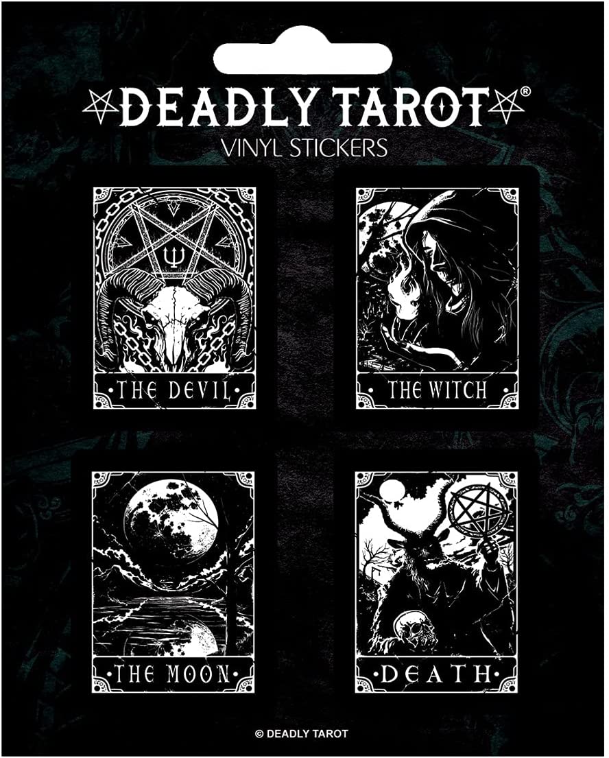 Deadly Tarot Themed x4 Vinyl Stickers