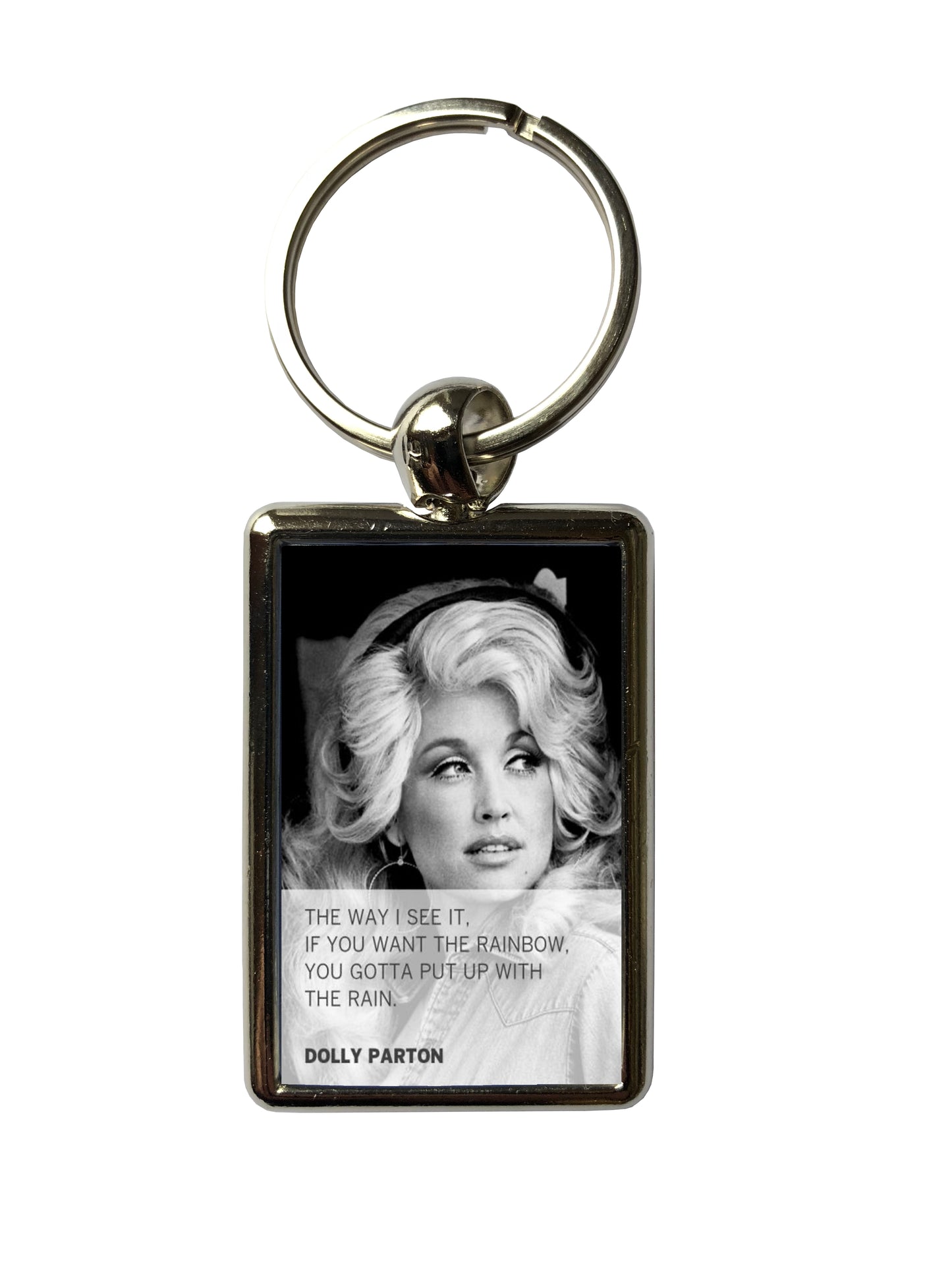 Dolly Parton Rainbow Quote Metal Keyring, Country Music, Inspirational Gift