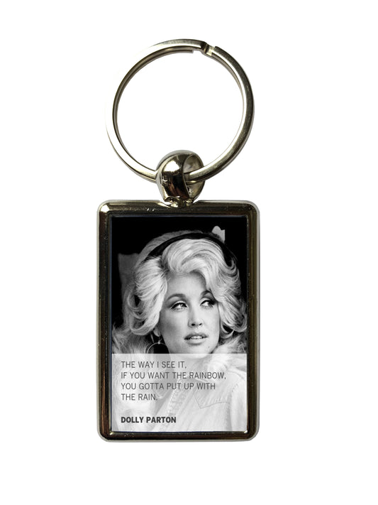 Dolly Parton Rainbow Quote Metal Keyring, Country Music, Inspirational Gift