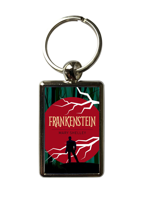 Frankenstein by Mary Shelley Classic Book Cover Metal Keyring – Gothic Horror Gift