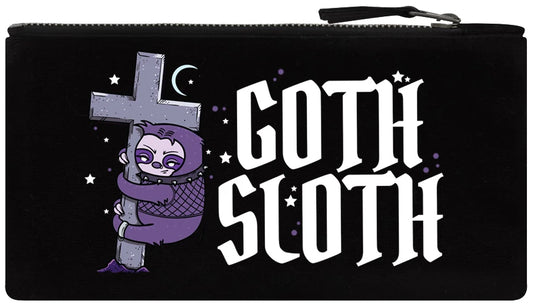 Trousse à crayons zippée noire Goth Sloth