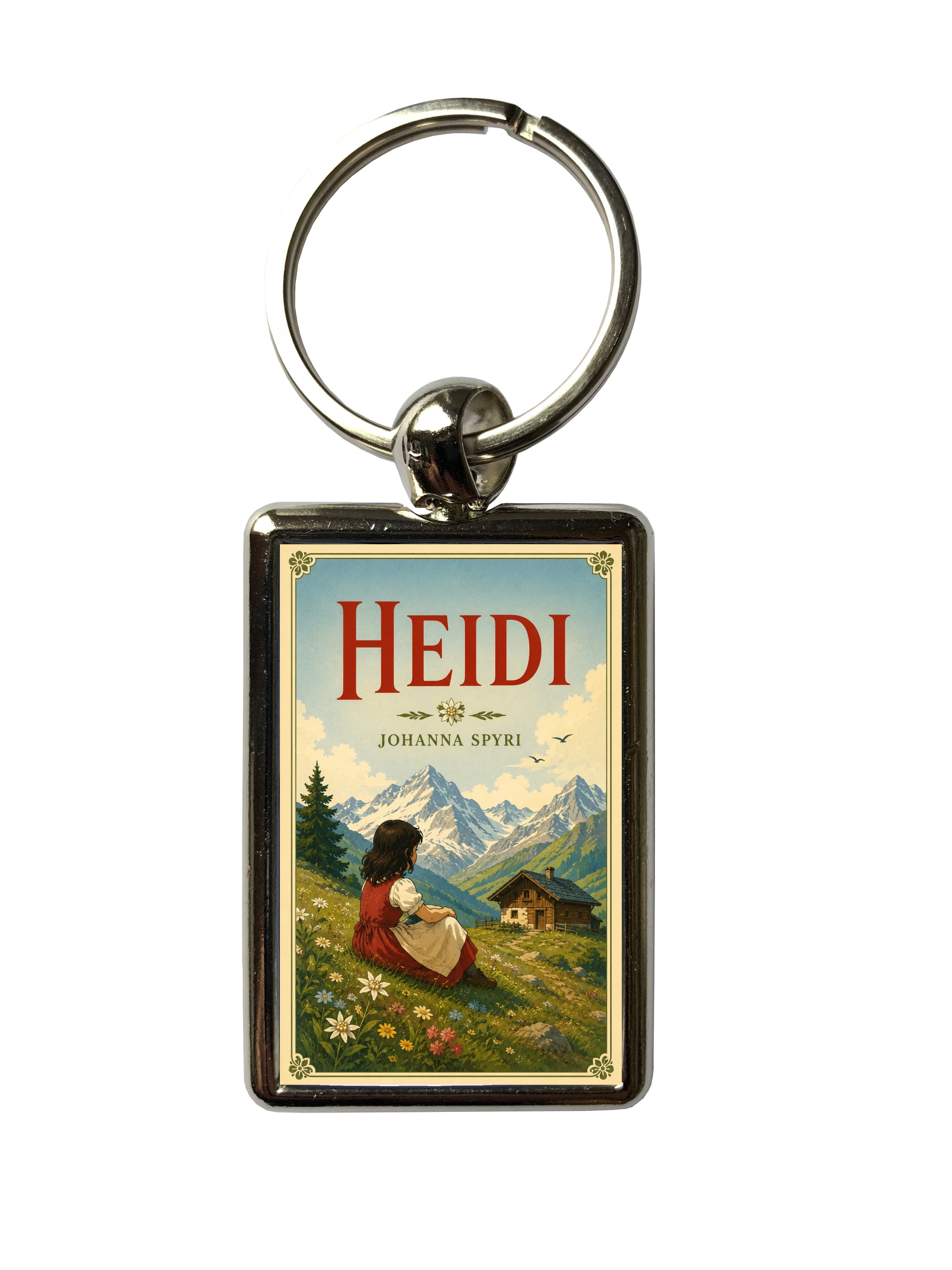 Heidi by Johanna Spyri classic book-cover metal keyring