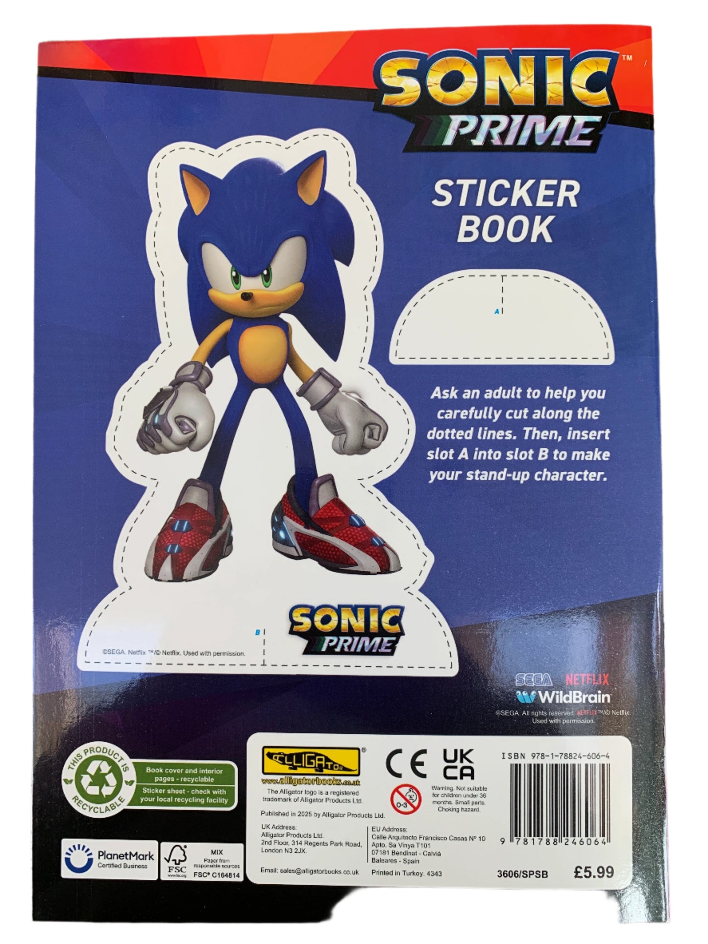 Sonic the Hedgehog A4 Sticker & Colouring Book | 90+ Reusable Stickers | Kids Activity Ages 3+