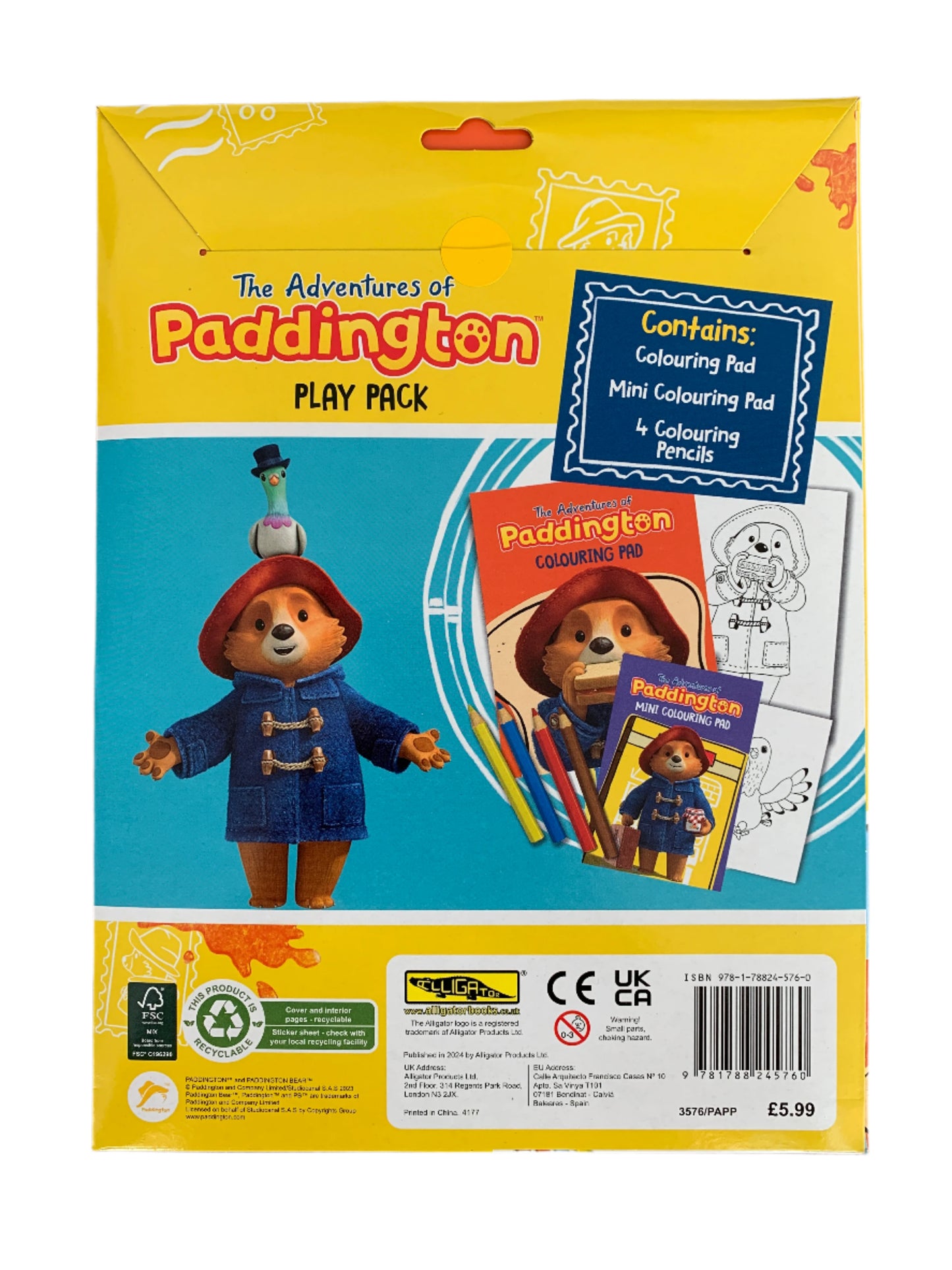 Paddington Bear Play Pack – Colouring Pad, Mini Pad & 4 Pencils – Licensed Activity Set
