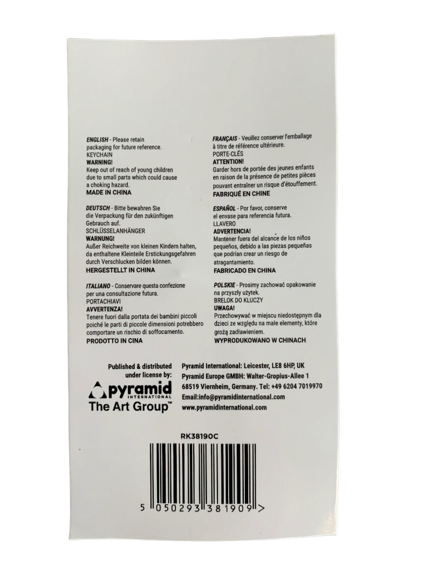 White label with text and barcode on a white background