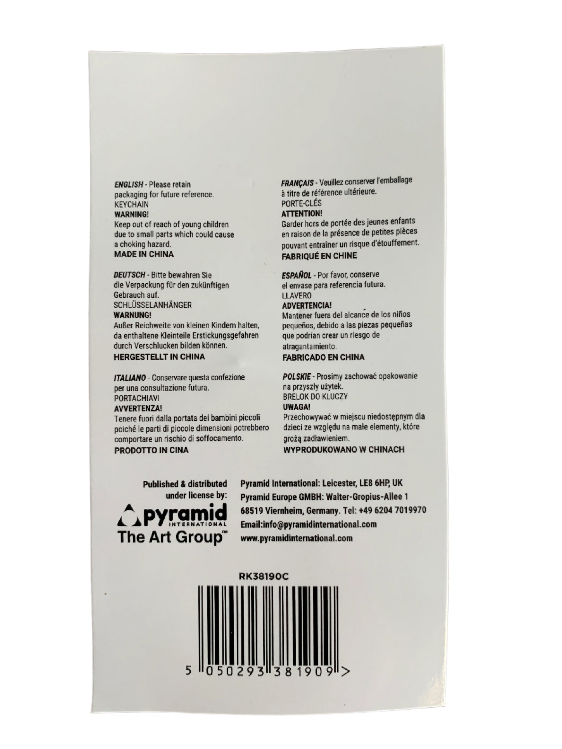 White label with text and barcode on a white background