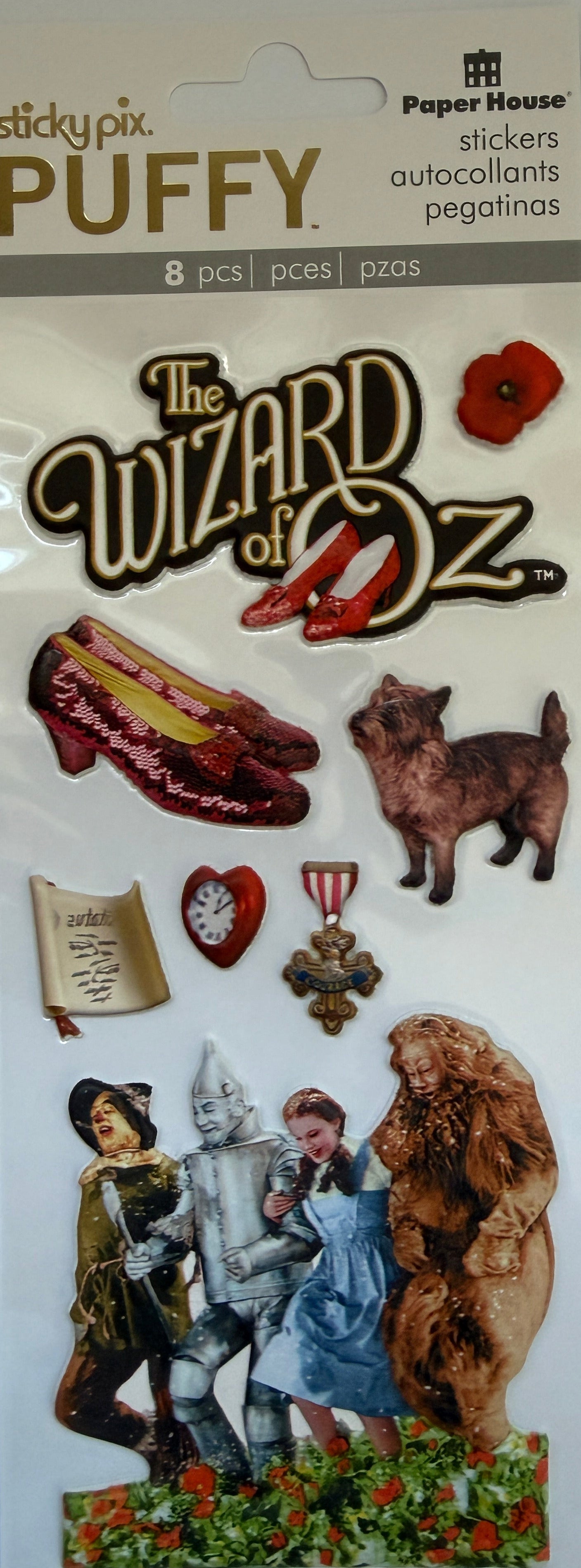 Wizard of Oz Puffy Stickers | Official Licensed Sticker Sheet | Dorothy, Scarecrow & Tin Man Designs