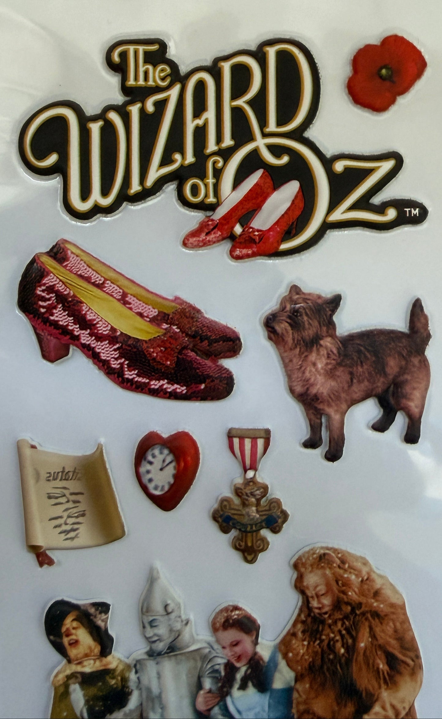 Wizard of Oz Puffy Stickers | Official Licensed Sticker Sheet | Dorothy, Scarecrow & Tin Man Designs