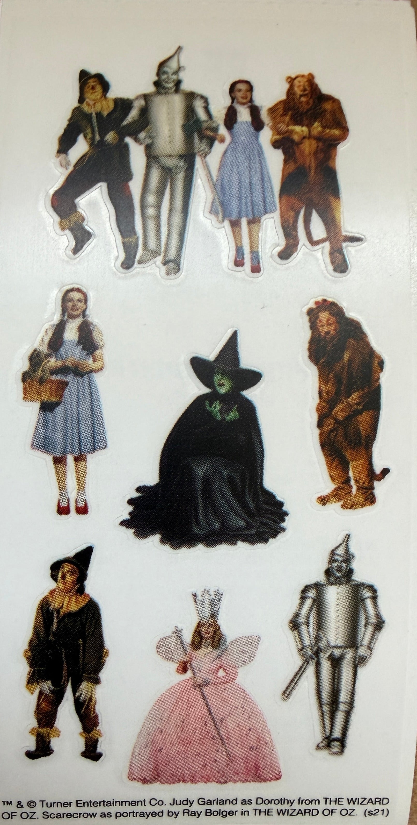 Wizard of Oz Friends 2-inch sticker set with Dorothy, Scarecrow, Tin Man and Lion designs