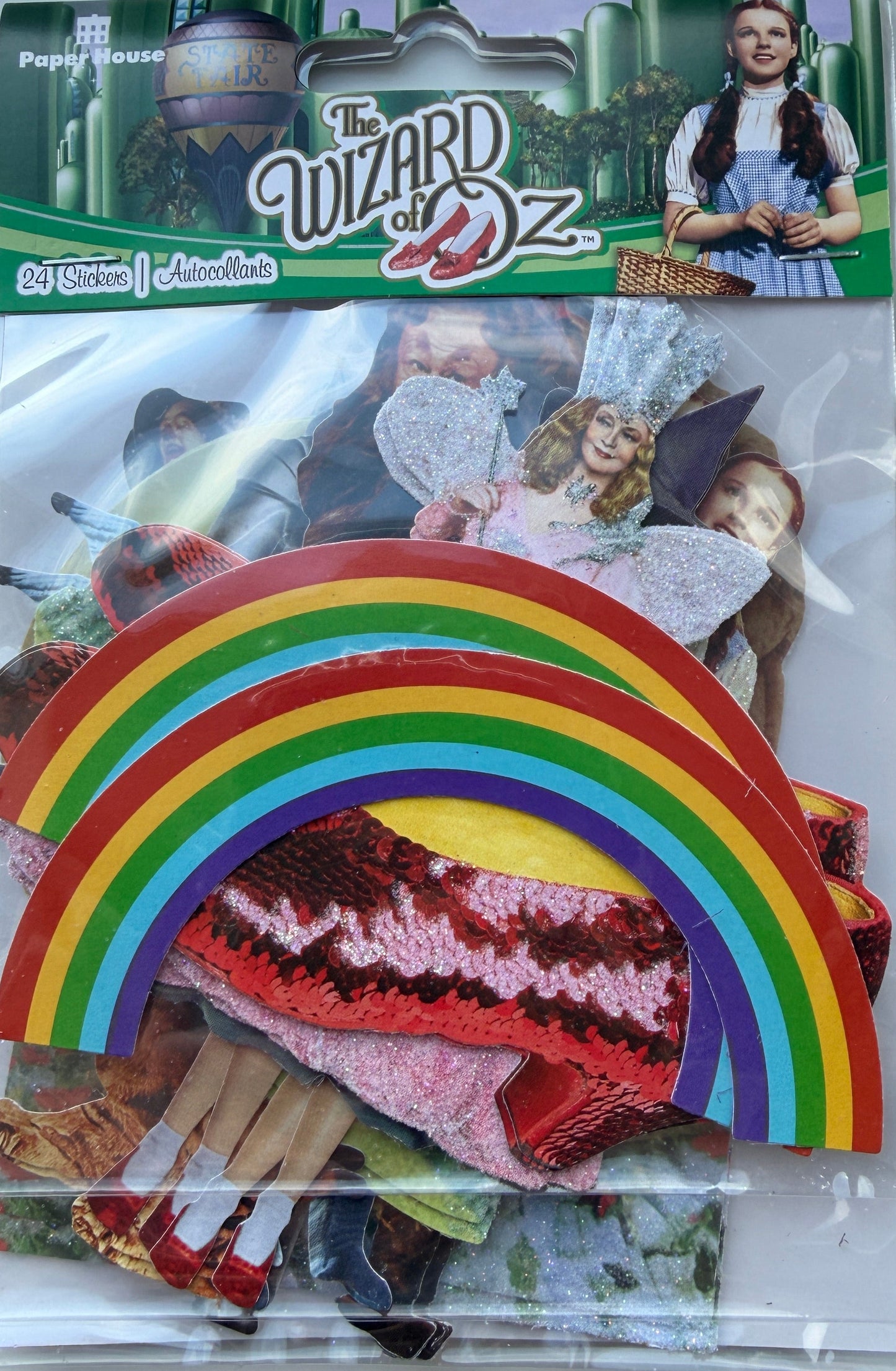 Wizard of Oz die-cut sticker set with 24 assorted character stickers