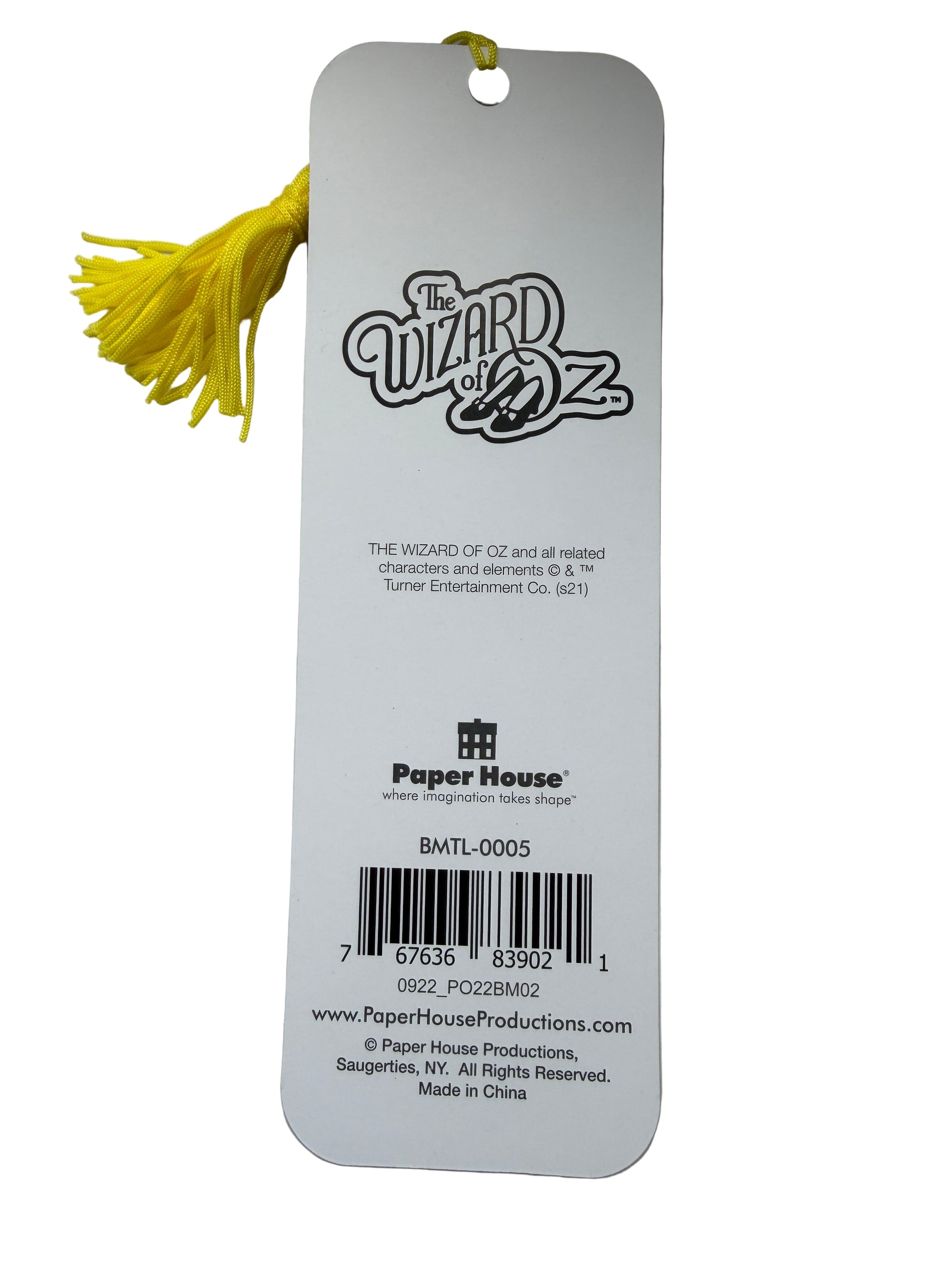 Product tag with 'The Wizard of Oz' branding on a white background