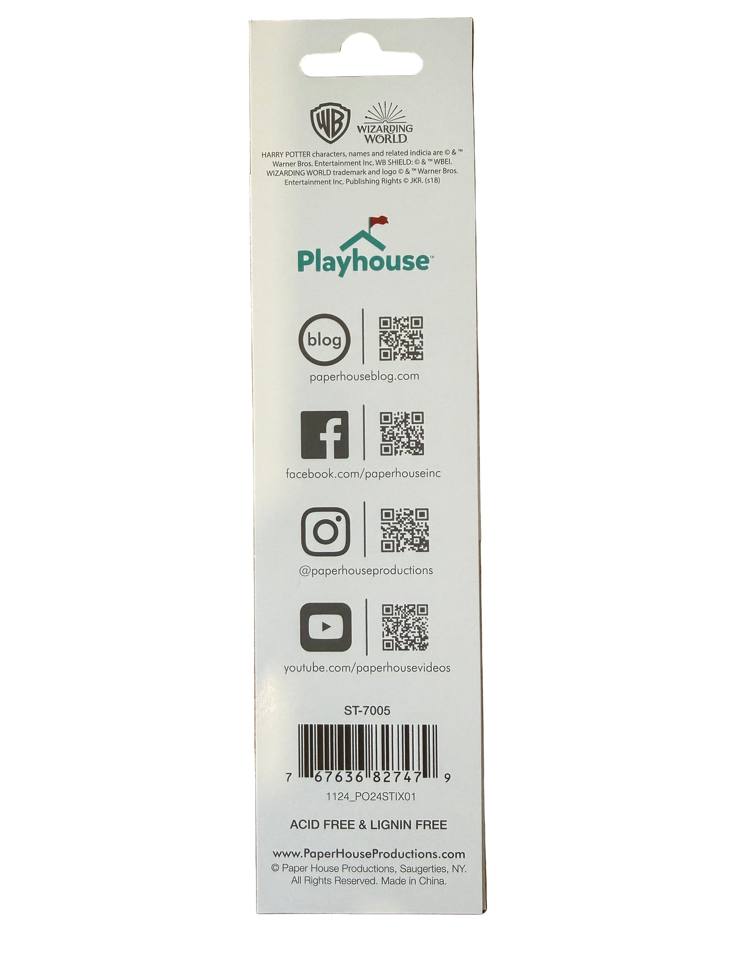 Harry Potter Stickers Product label with branding and QR codes on a white background