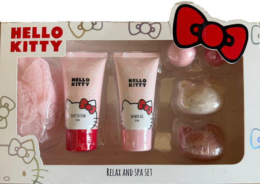 Hello Kitty Relax & Spa Gift Set | Official Licensed Bath & Body Set | Shower Gel, Lotions, Bath Bombs & Soaps