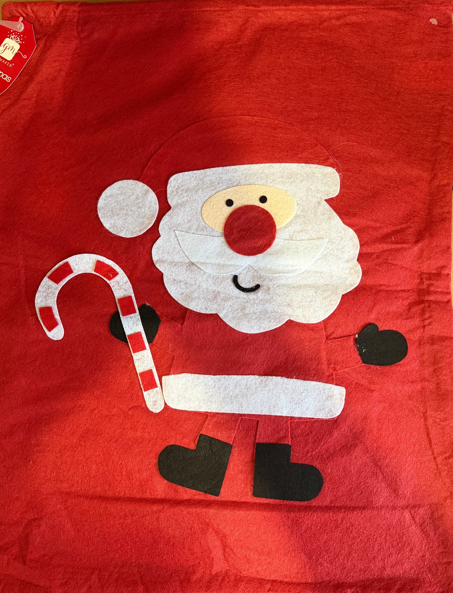 Christmas Santa Sack – Felt Santa Design | 49×60 cm Drawstring Gift Bag | Festive Holiday Sack