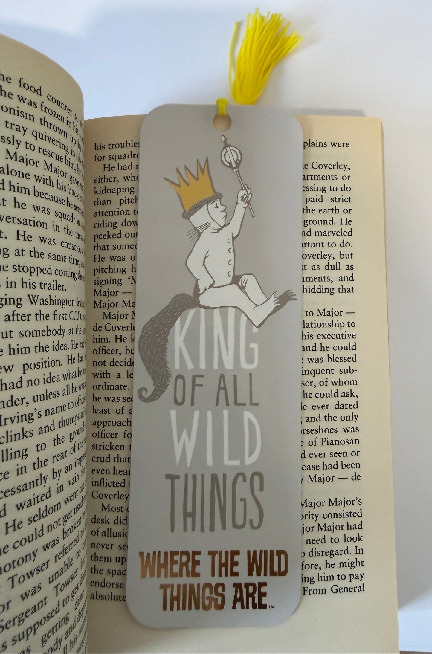 Bookmark displayed on open book with vibrant colours