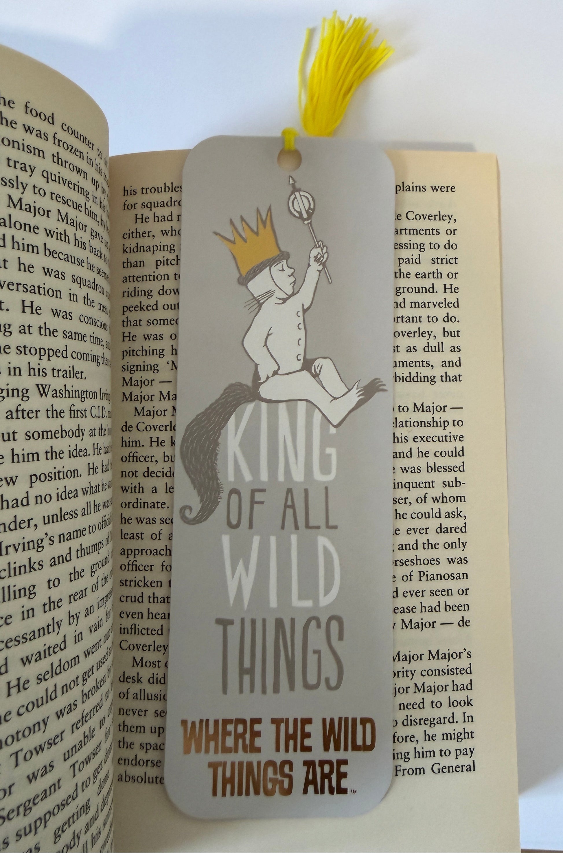 Bookmark displayed on open book with vibrant colours