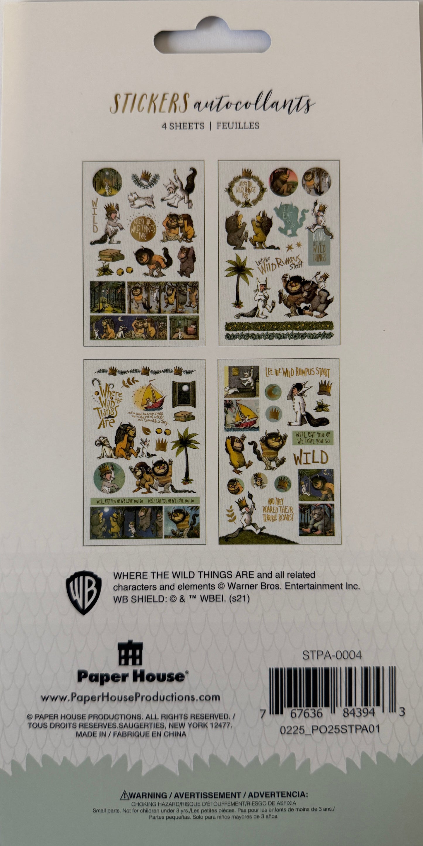 Where the Wild Things Are Sticker Sheets (4-Pack) | Official Licensed Stickers | 11.5 × 17.5 cm