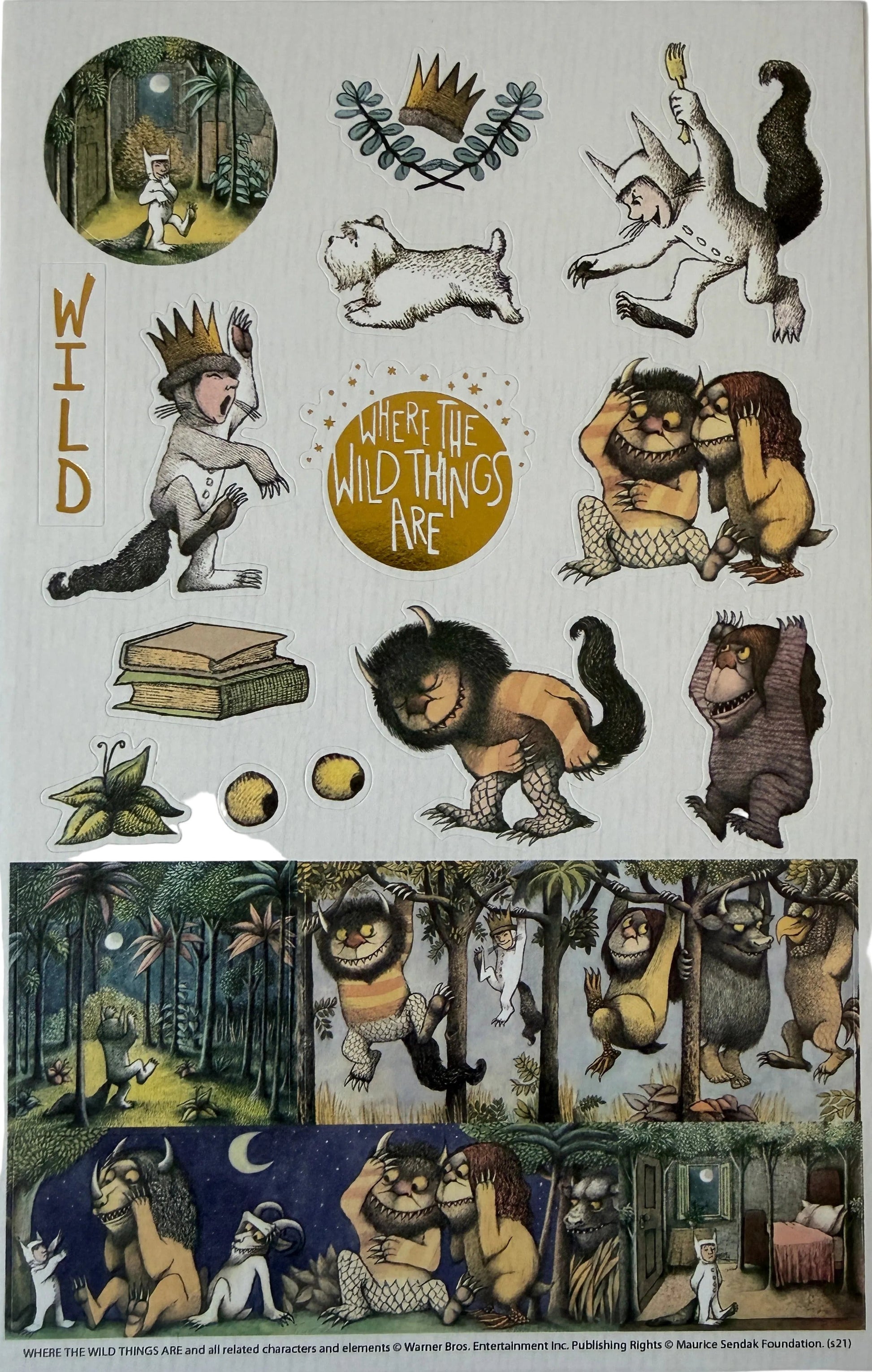 Close-up of Max and Wild Things stickers on sheet