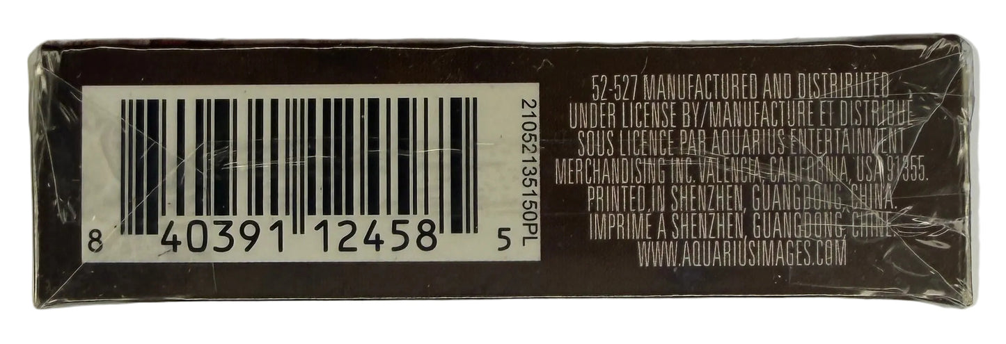 Bar code on a small rectangular object against a light gray background