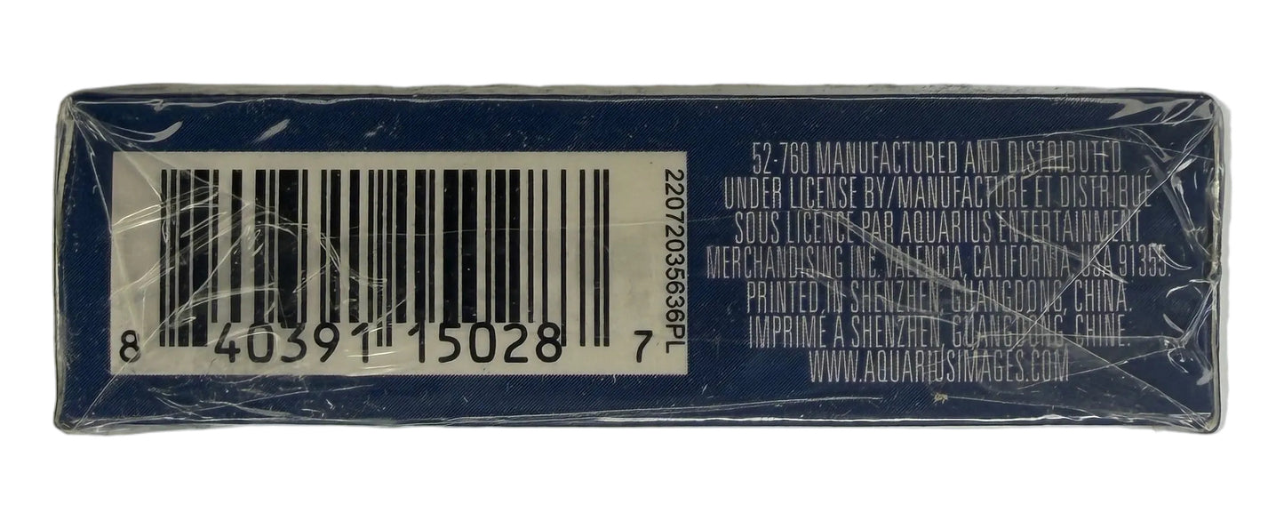 Blue box with a barcode on a white background