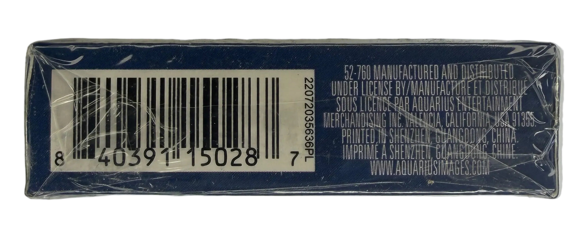 Blue box with a barcode on a white background