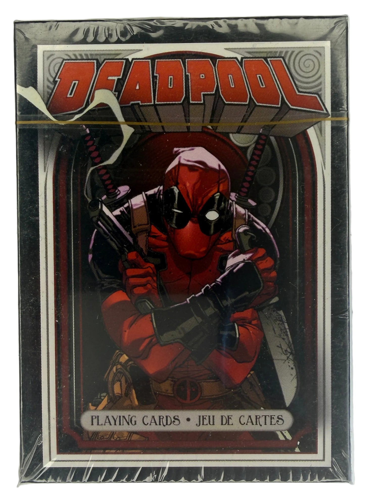 Deadpool trading card pack on a white background
