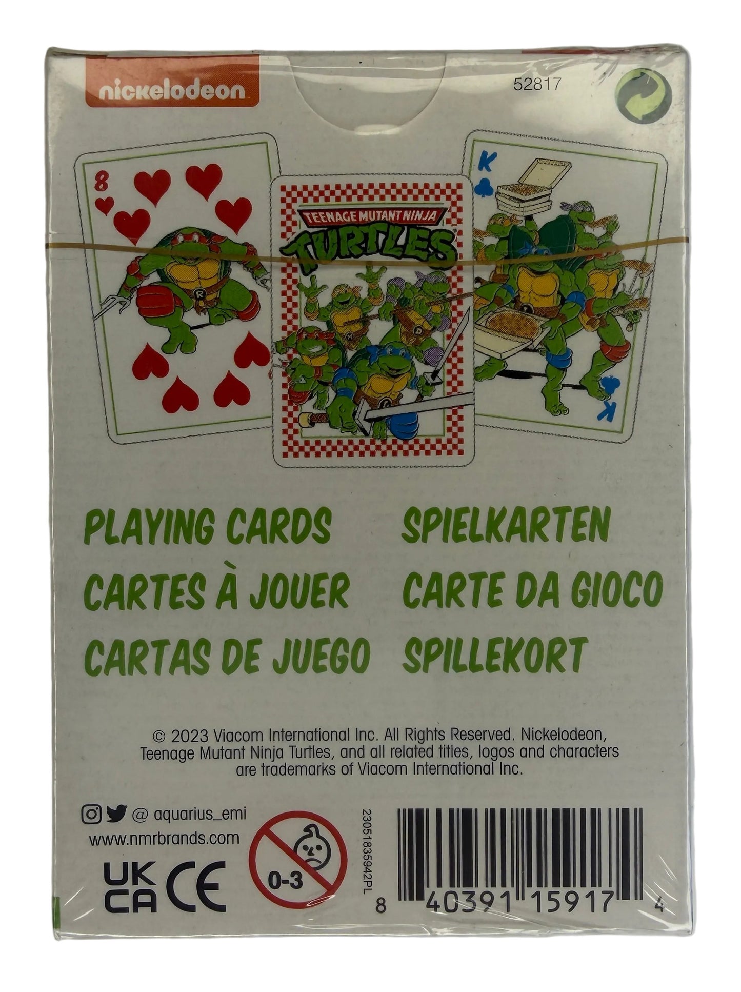 Pack of playing cards with turtle design on a white background