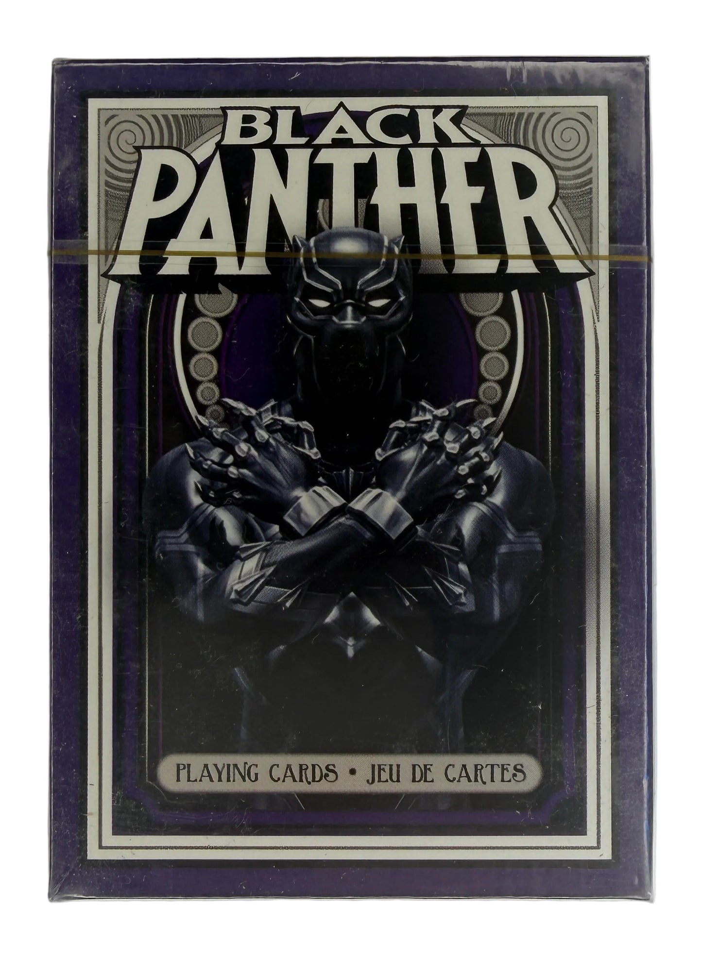 Black Panther playing card box on a white background