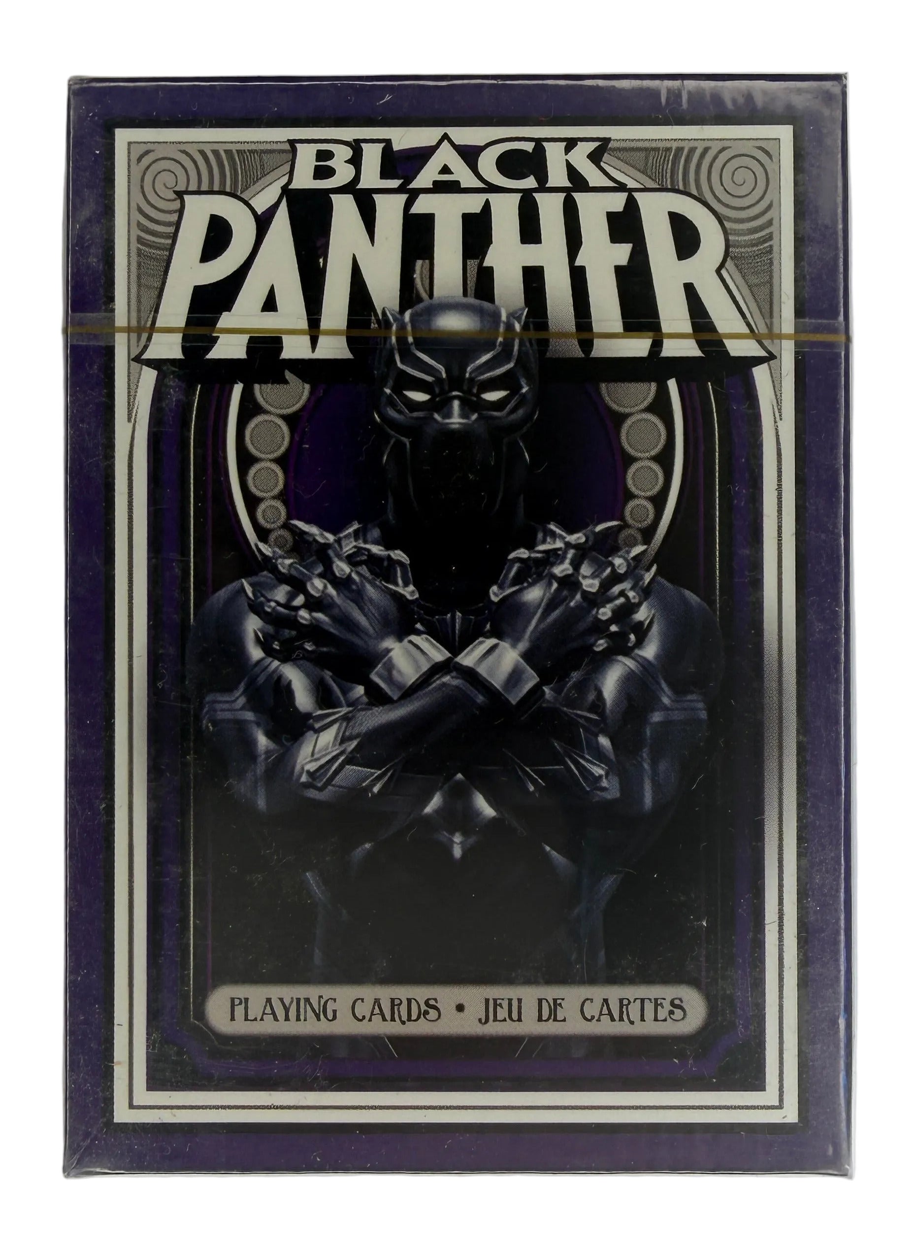 Black Panther playing card box on a white background