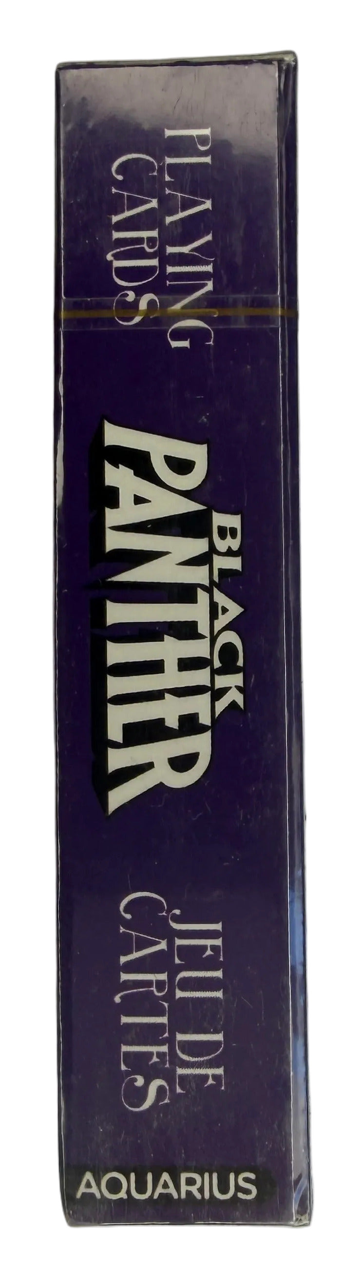 Box of Black Panther playing cards on a gray background