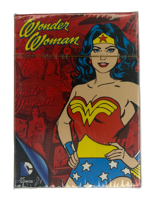 Comic book-style Playing Cards with Wonder Woman design on a white background