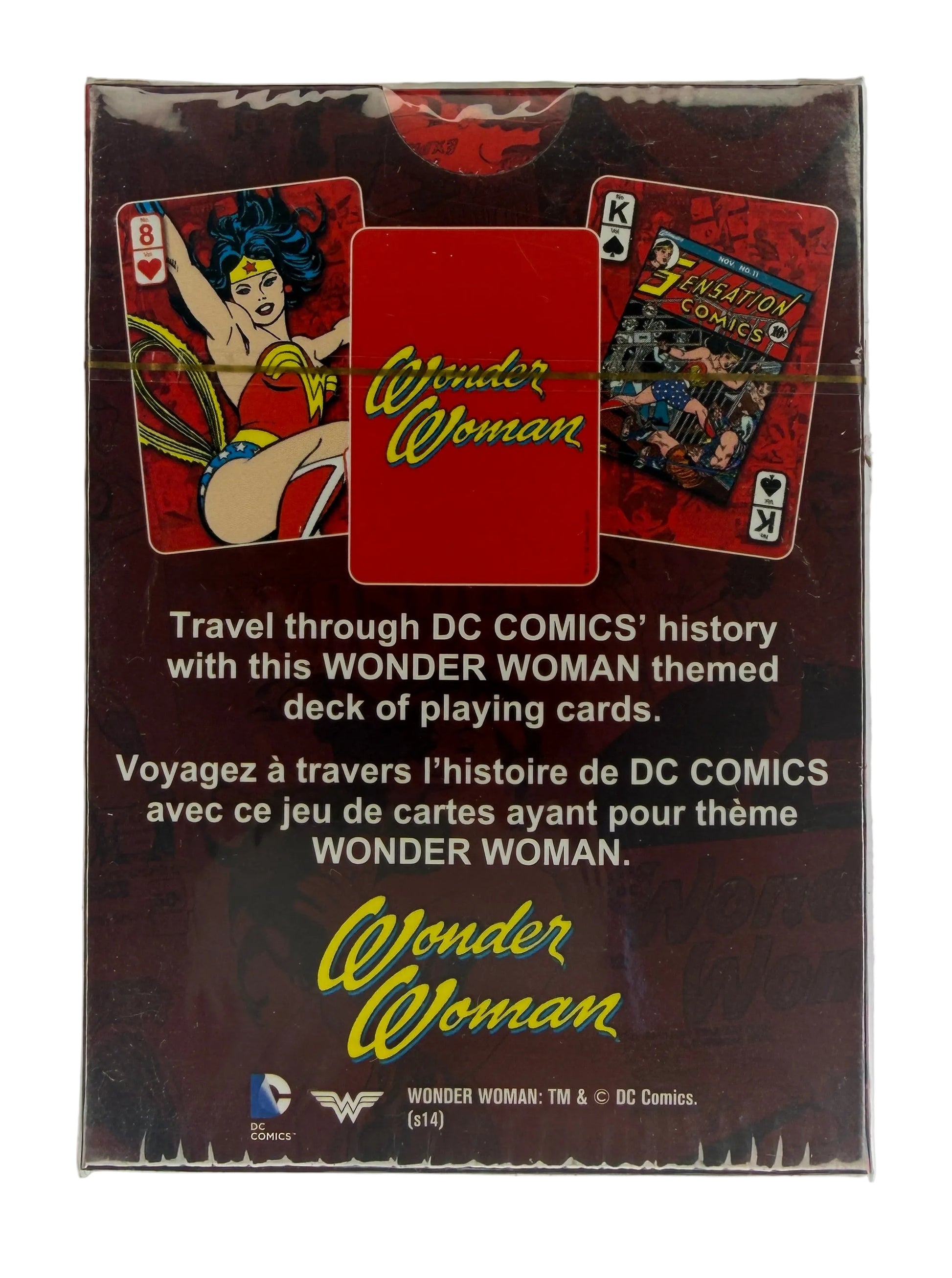 DC Comics Wonder Woman playing cards packaging on a white background