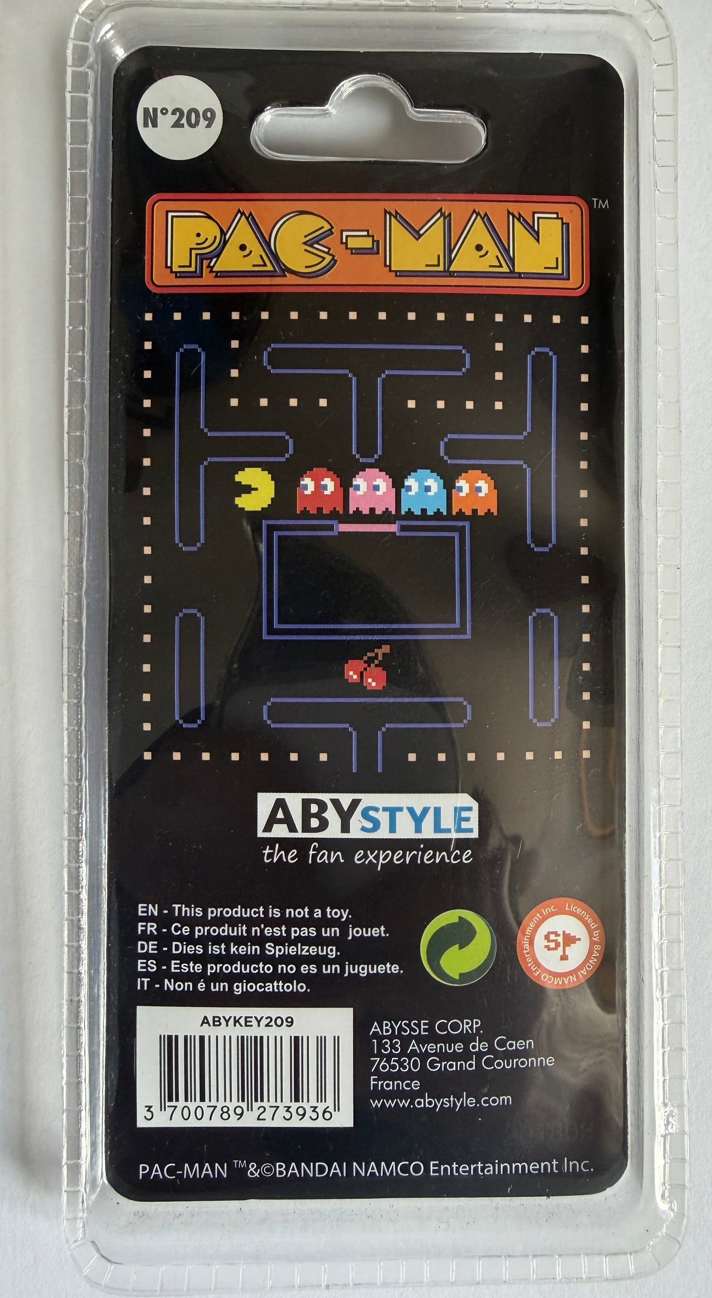 Porte-clés en métal sous licence de la machine d'arcade Pac-man