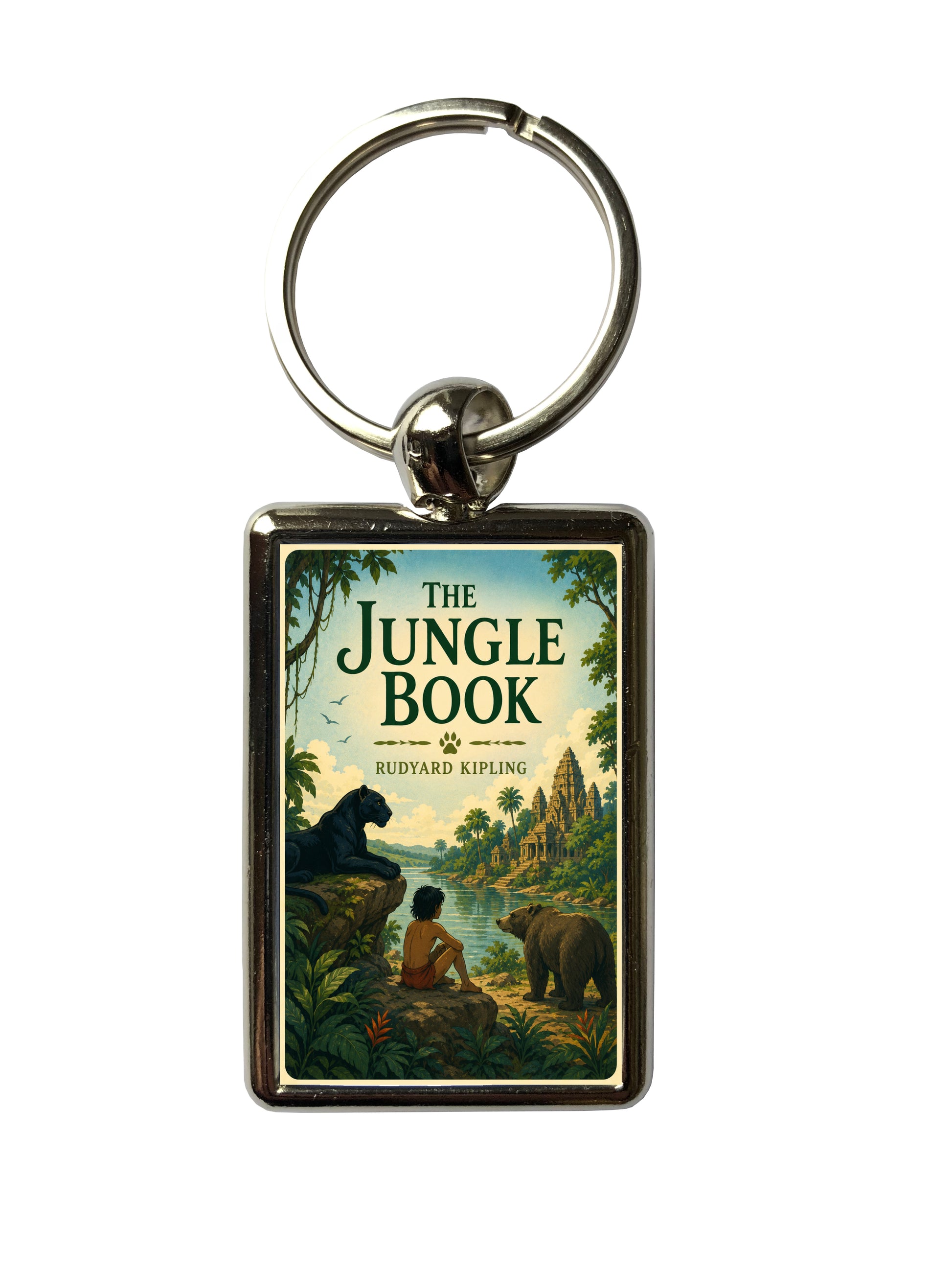 The Jungle Book by Rudyard Kipling classic book-cover metal keyring