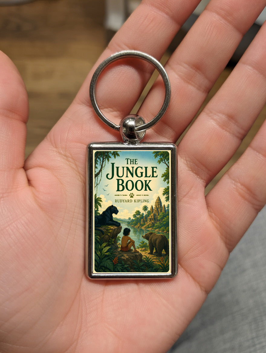 The Jungle Book metal keyring shown in a hand