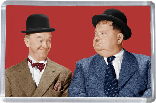 Kühlschrankmagnet „Laurel &amp; Hardy“, Farbe, 5 x 7,5 cm