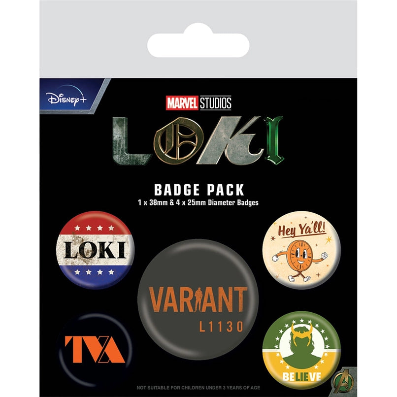 Marvel Comics Loki set of 5 Pin Badges