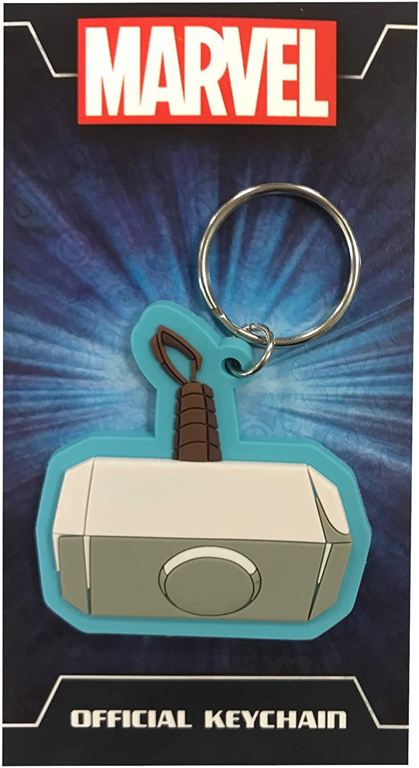 Porte-clés en caoutchouc sous licence Marvel Comics : Mjolnir (le marteau de Thor)